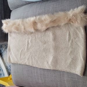 Aldo Faux Fur and knit circle scarf